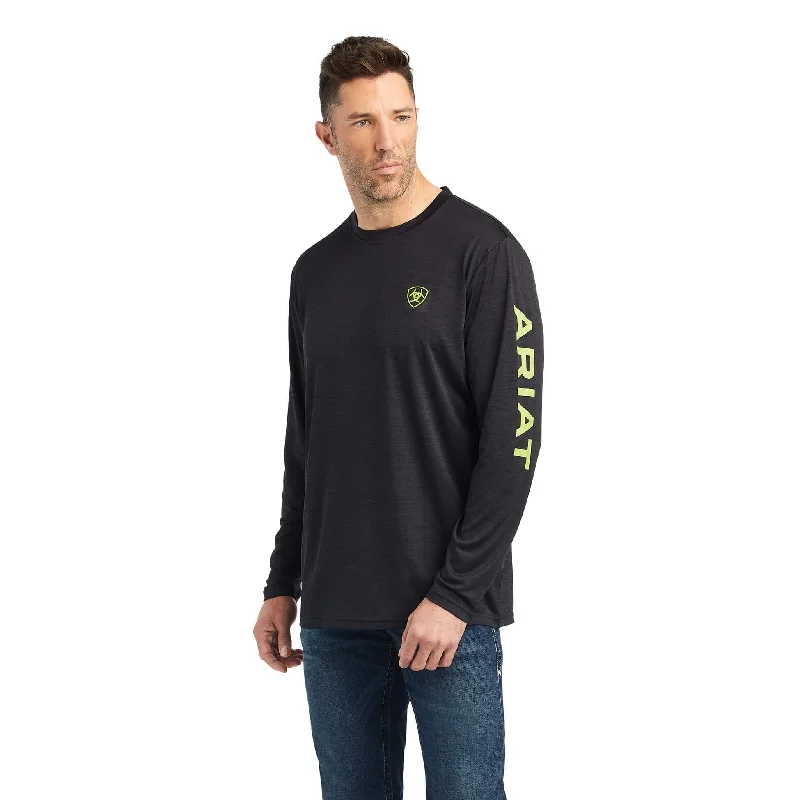 Ariat Men's Charger Logo Long Sleeve T-Shirt- Black Heather