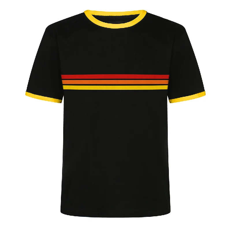 Men's Black Cotton T-Shirt With Chest Rainbow Stripe