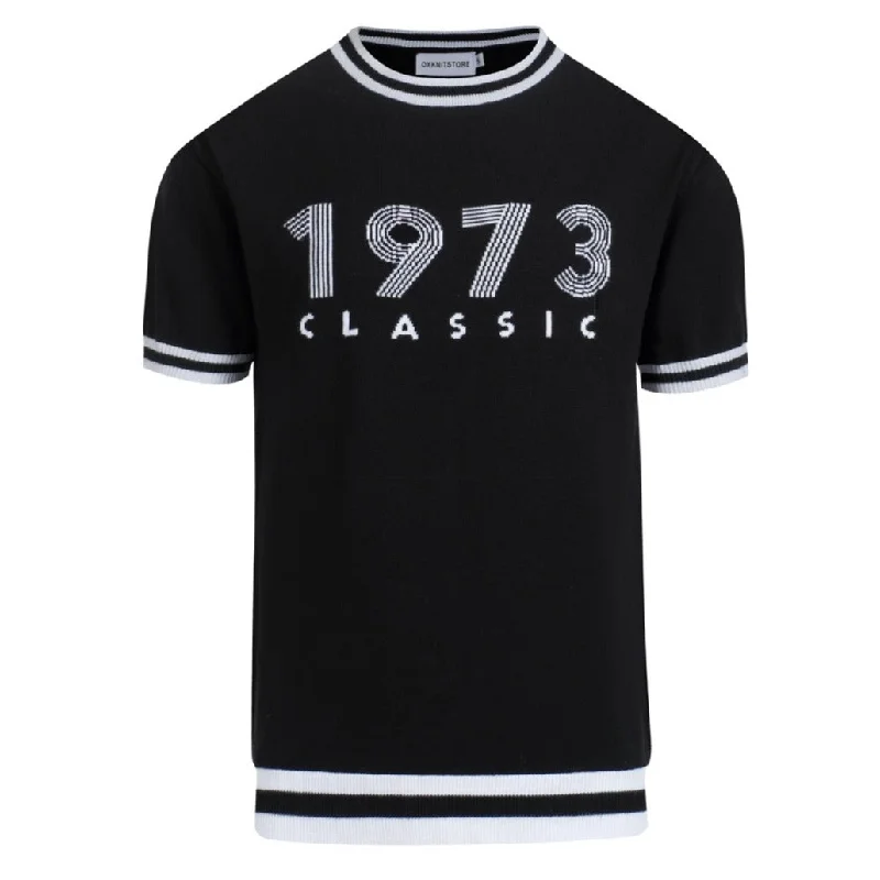 Men's black vintage 1973 knit T-shirt