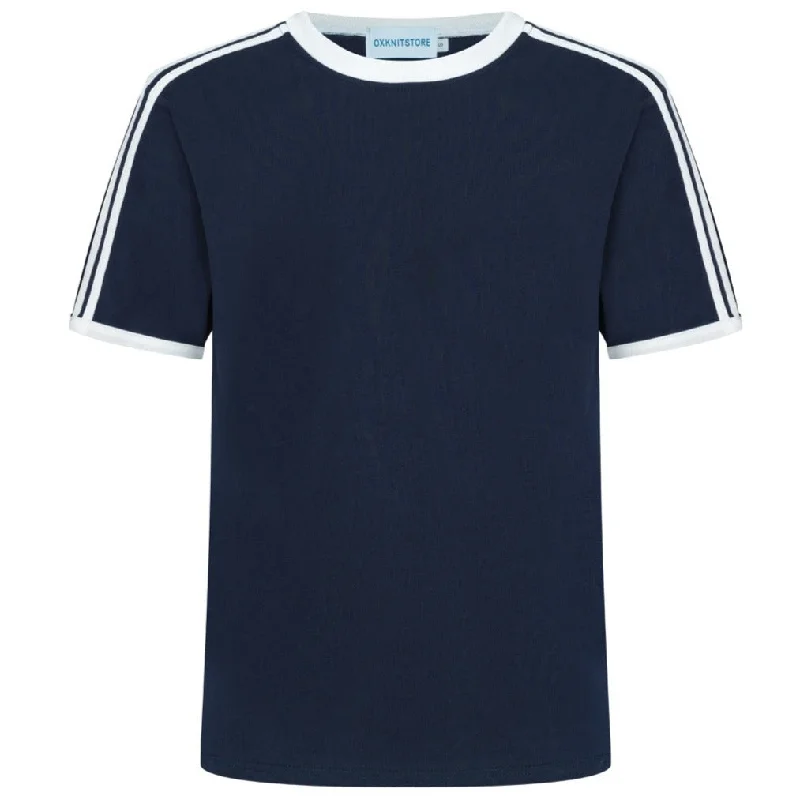 Men's Navy Blue Cotton Crewneck T-Shirt