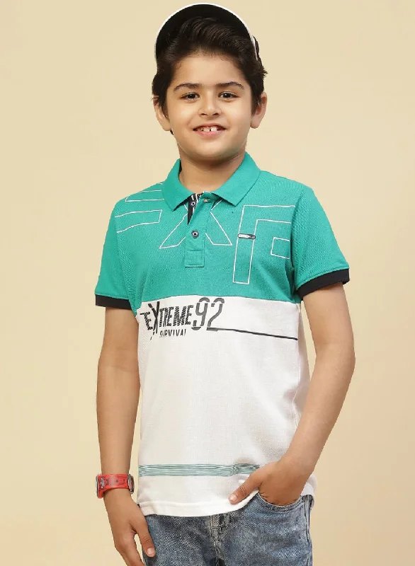 Boys Green Printed T-Shirt