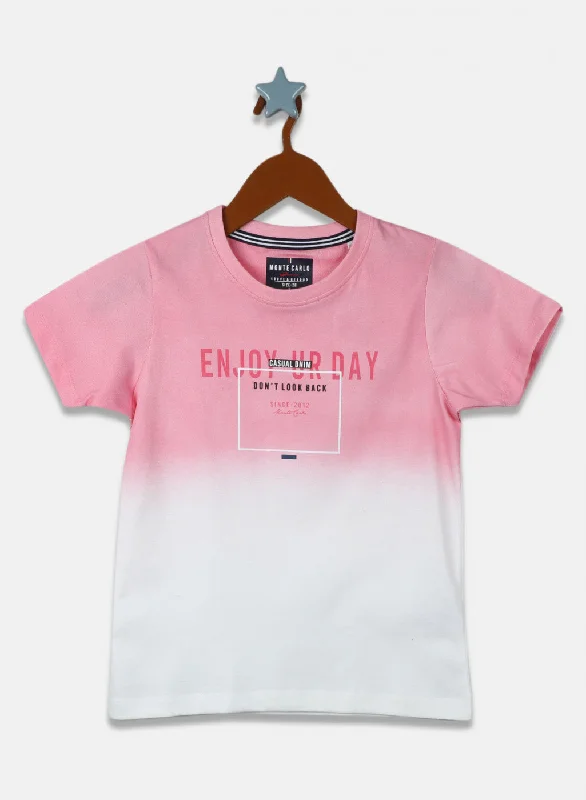 Boys Pink Printed T-Shirt