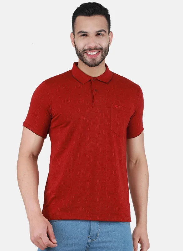 Men Maroon Printed T-Shirt