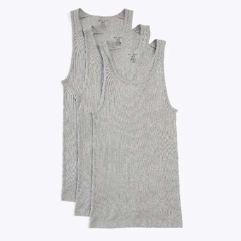 Nautica Mens Ribbed Tanks, 3-Pack