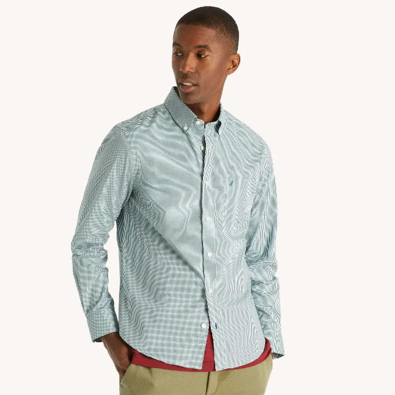 Nautica Mens Slim Fit Wrinkle-Resistant Micro Gingham Shirt