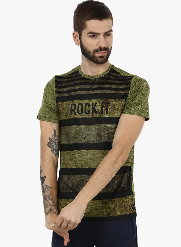 Rockit Olive Round Neck Smart Fit T-Shirt