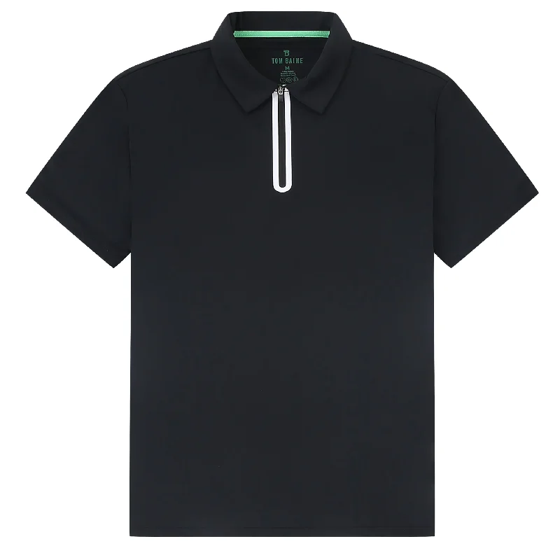 Tom Baine Performance Stretch Zipper Closure Solid Short Sleeve Polo