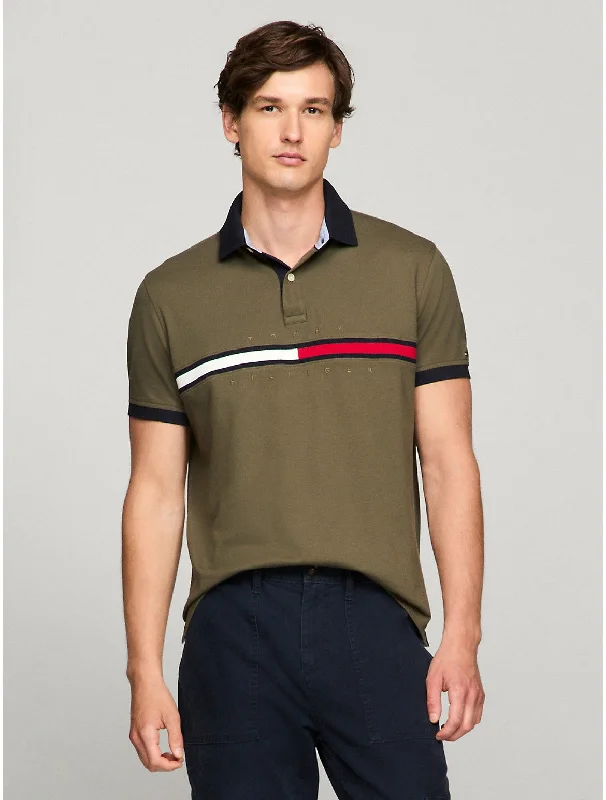 Tommy Hilfiger Men's Regular Fit Embroidered Stripe Logo Polo