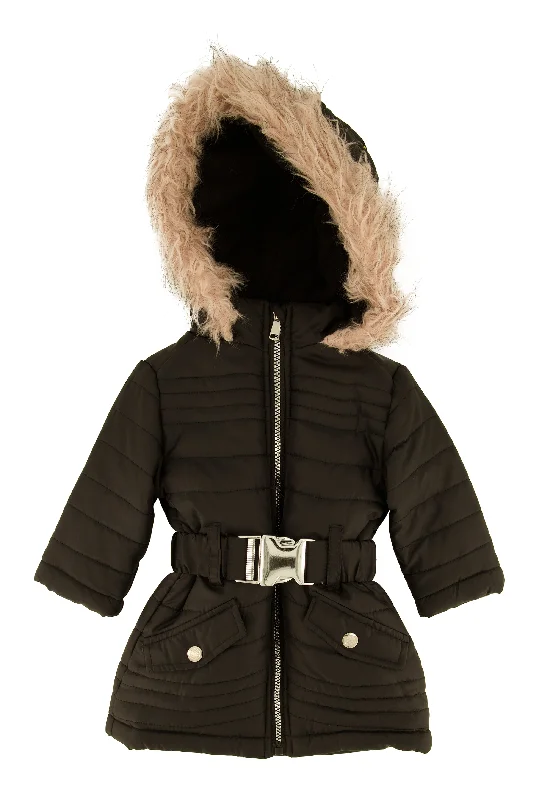 Baby Boys 12-24M Faux Fur Lined Belted Puffer Jacket