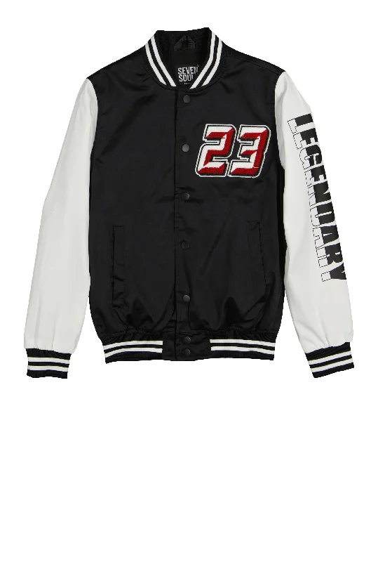 Boys Chenille Patch Graphic Varsity Jacket