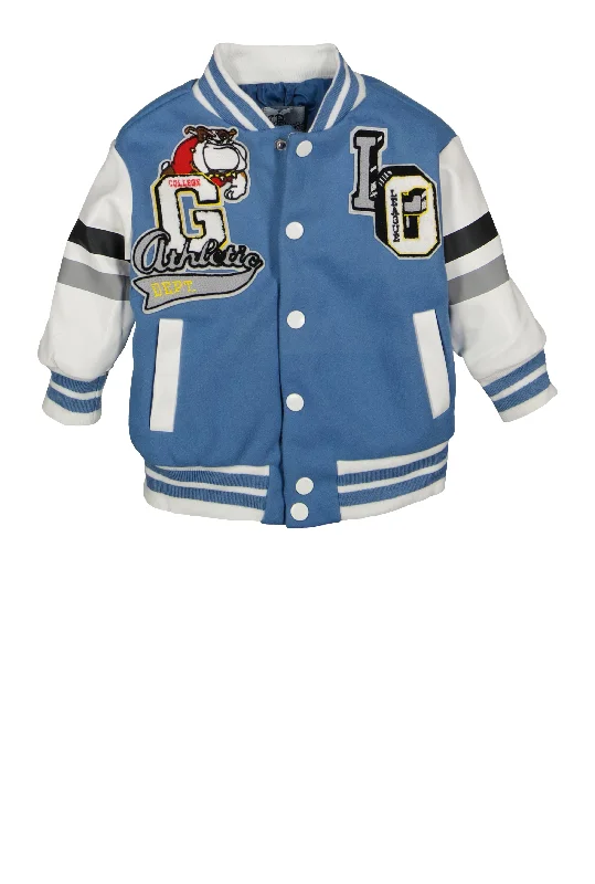 Baby Boys 12-24M Faux Leather Sleeve Varsity Jacket