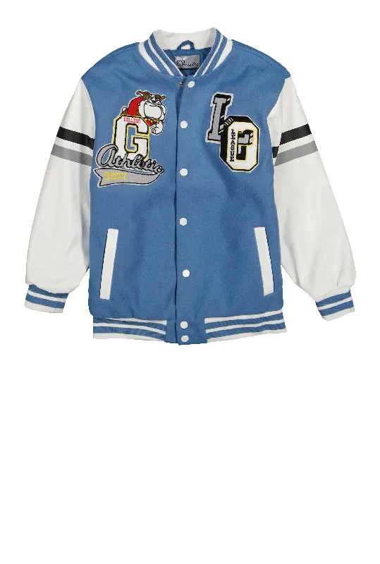 Boys Graphic Chenille Patch Varsity Jacket