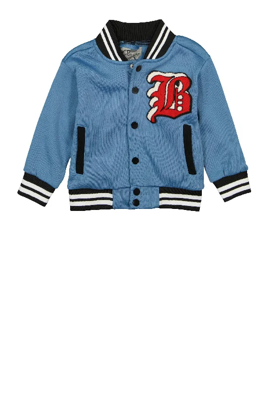 Toddler Boys B Initial Chenille Patch Graphic Varsity Jacket