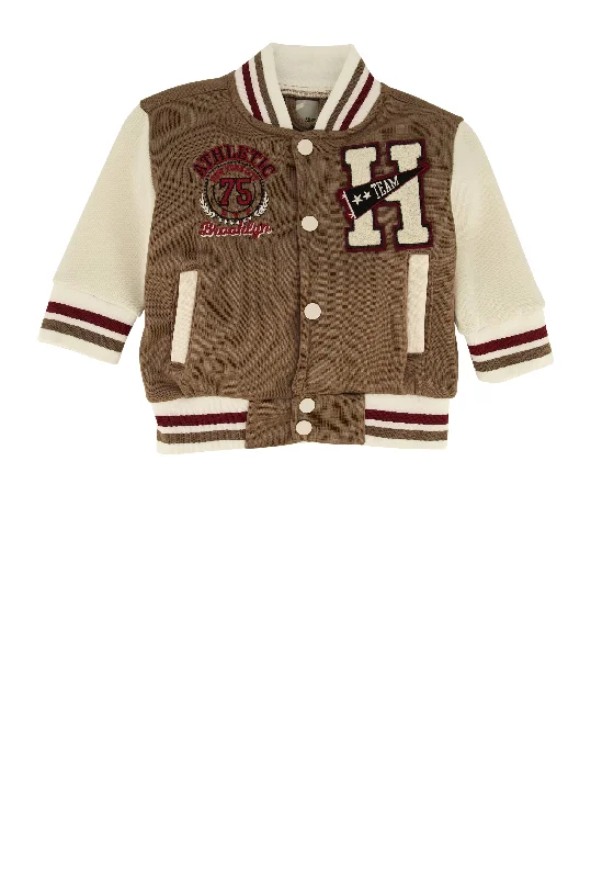 Baby Boys 12-24M H Initial Chenille Patch Varsity Jacket