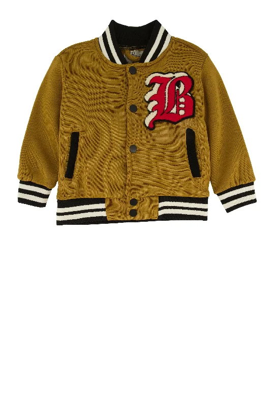 Toddler Boys B Initial Chenille Patch Graphic Varsity Jacket