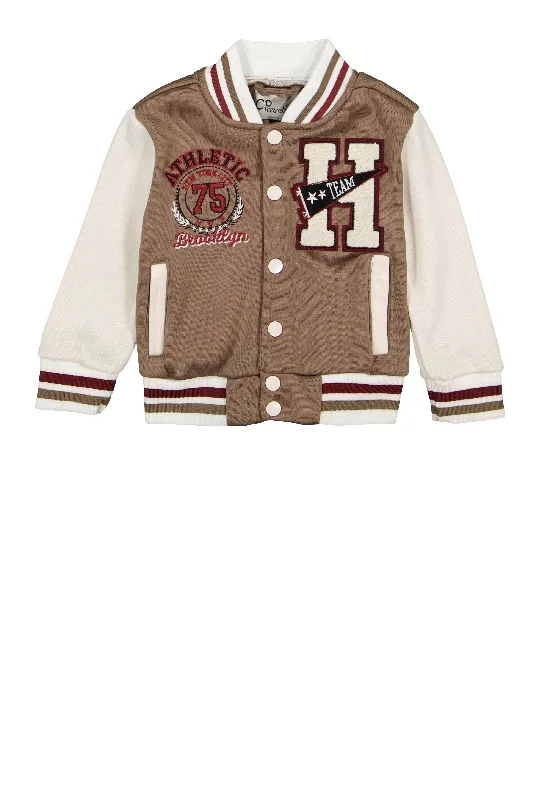 Toddler Boys H Initial Chenille Patch Varsity Jacket