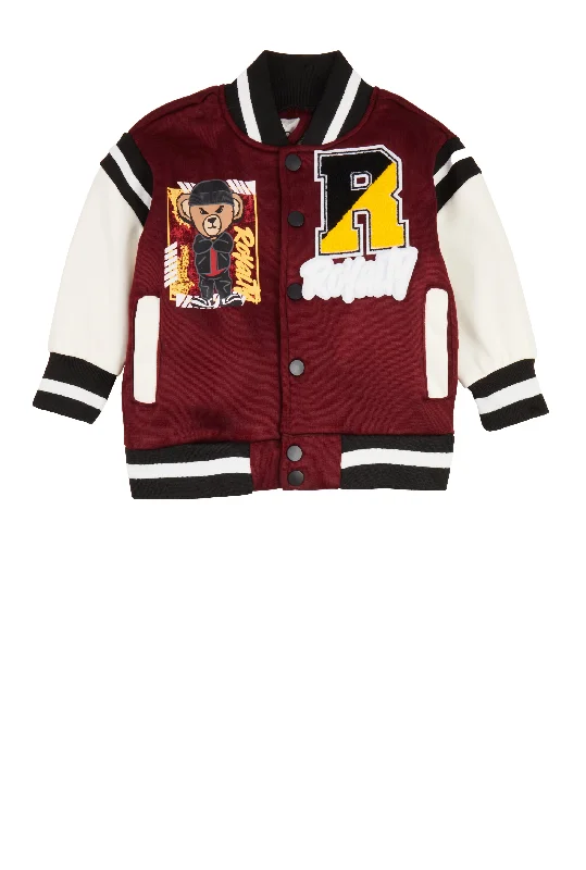 Toddler Boys Royalty Chenille Patch Graphic Varsity Jacket