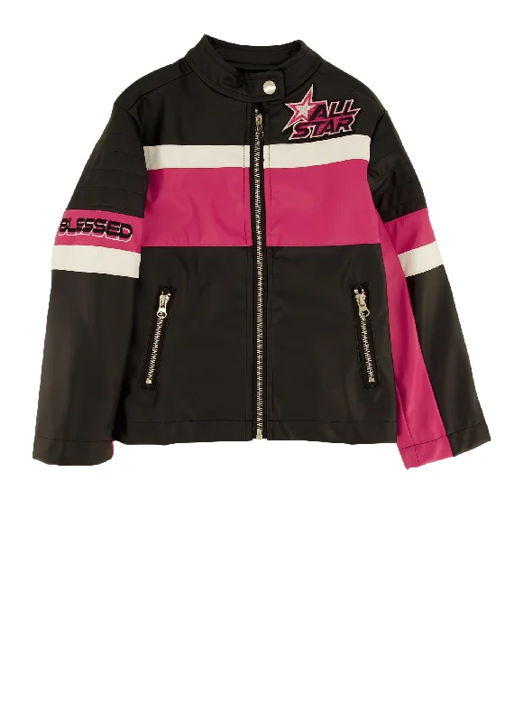 Little Girls Color Block All Star Moto Jacket