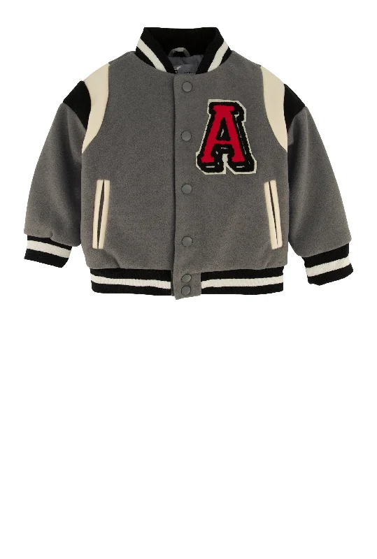 Toddler Boys Bear Chenille Patch Bomber Jacket