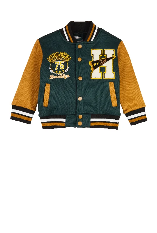 Toddler Boys H Initial Chenille Patch Varsity Jacket