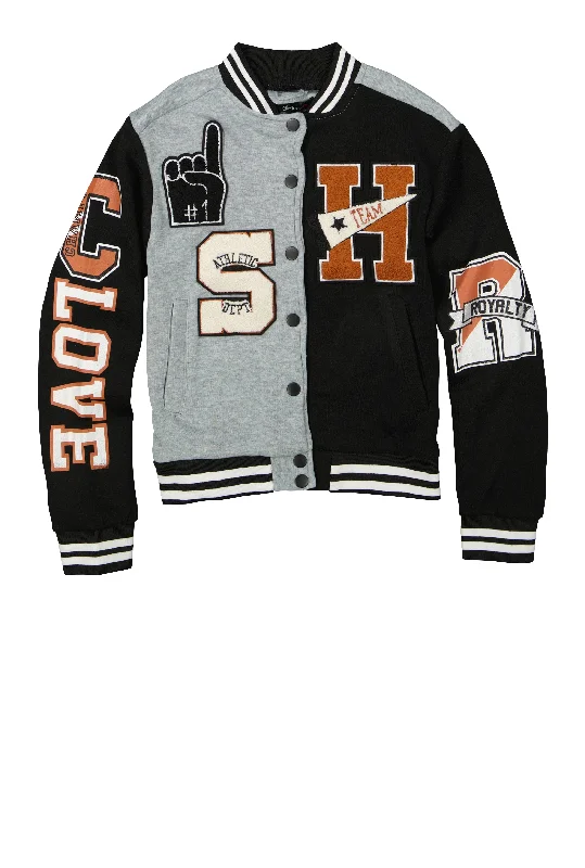 Girls Love Graphic Chenille Patch Varsity Jacket