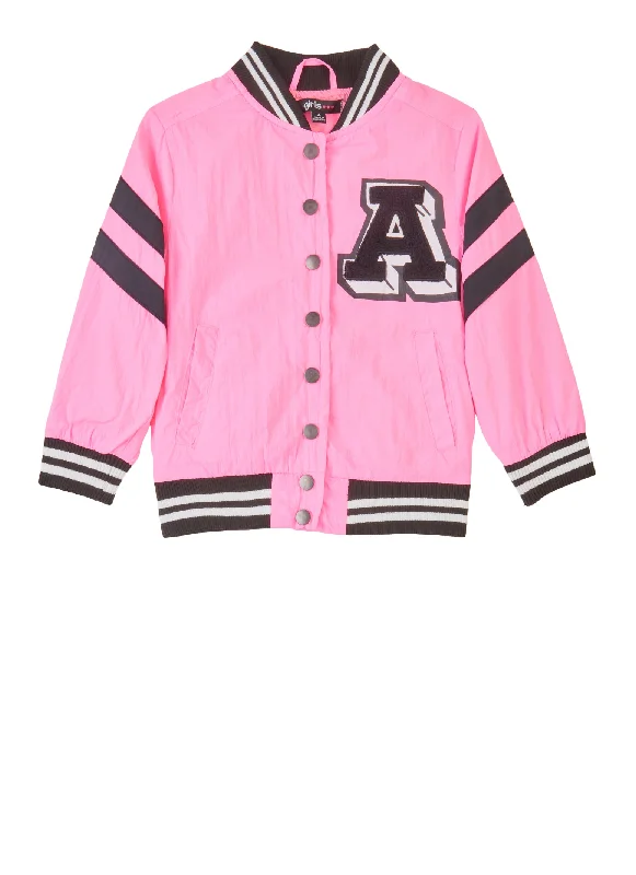 Little Girls Chenille Graphic Patch Varsity Jacket