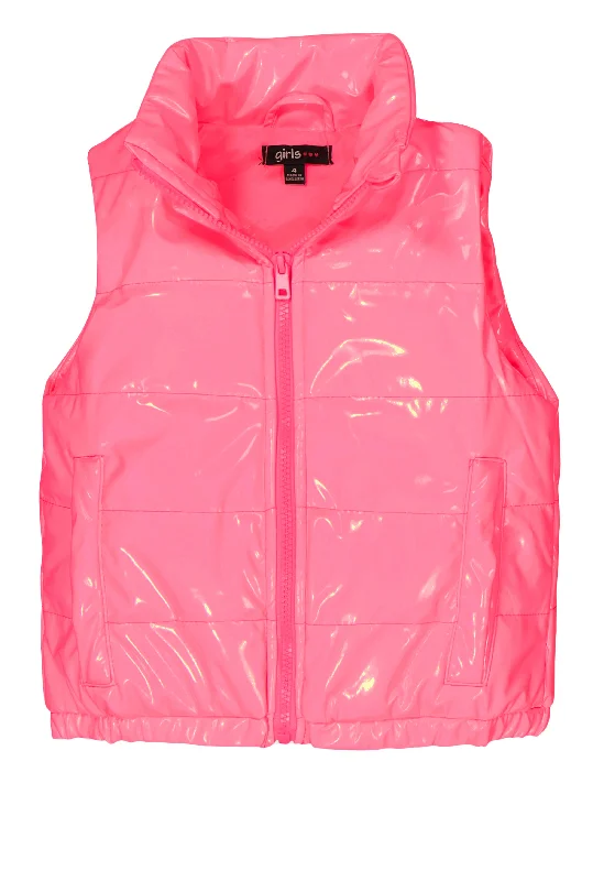 Little Girls Faux Patent Leather Puffer Vest