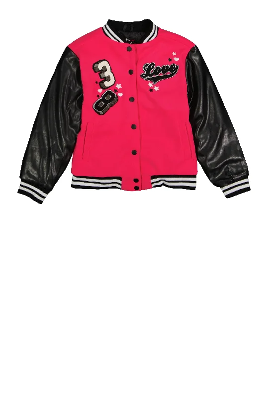 Girls Love 38 Chenille Patch Varsity Jacket