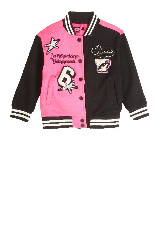 Little Girls Queen Chenille Patch Varsity Jacket