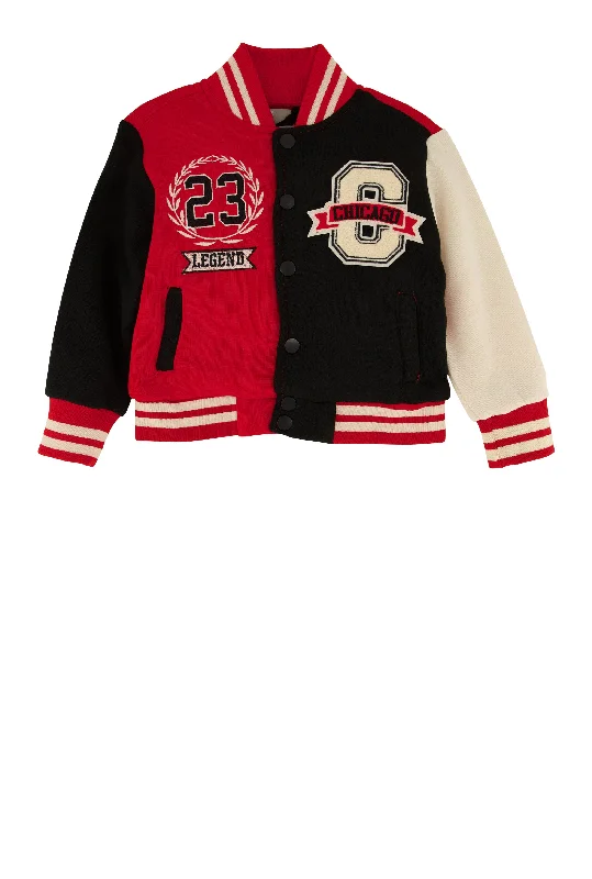 Toddler Boys City Graphic Chenille Patch Varsity Jacket