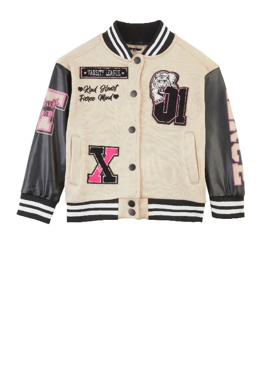 Little Girls Varsity League 01 Chenille Patch Varsity Jacket