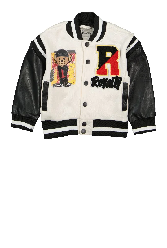 Toddler Boys Royalty Chenille Patch Graphic Varsity Jacket