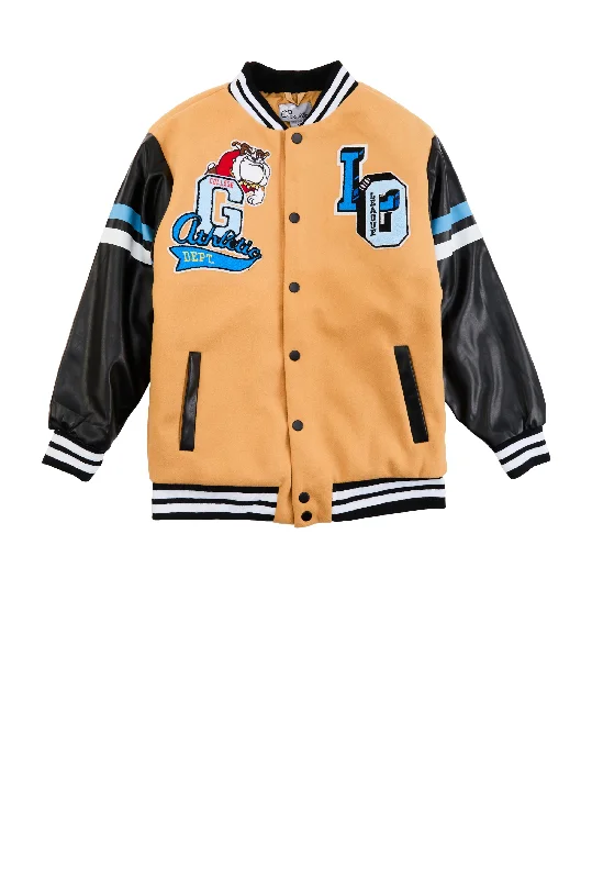 Boys Graphic Chenille Patch Varsity Jacket