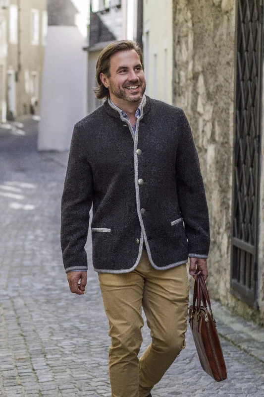 Thomas - Austrian Boiled Wool 'Walk' Jacket in Charcoal