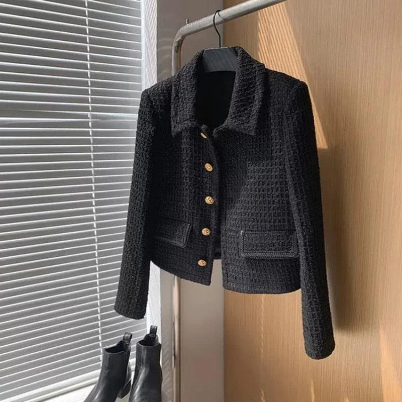 Chic Vintage Cropped Tweed Jacket Women