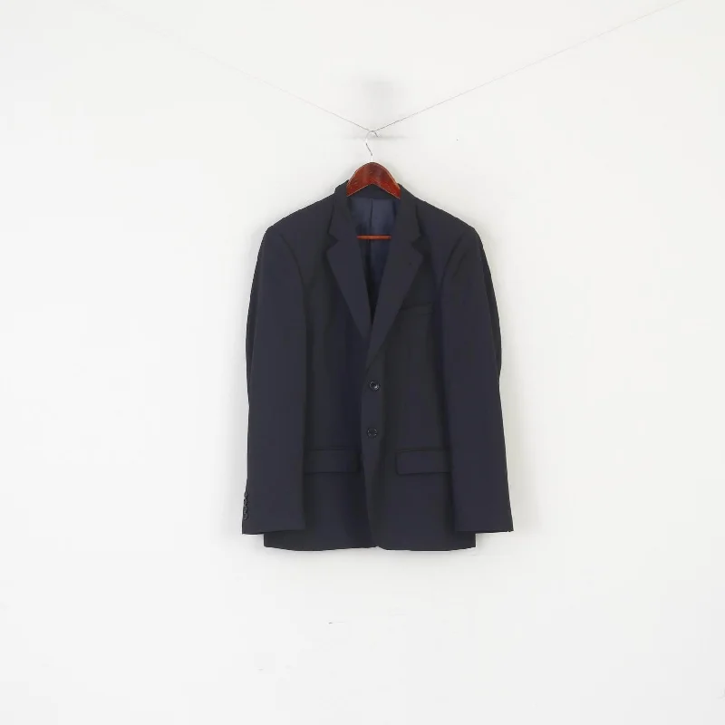 COS Men 50 40 Blazer Navy Striped Wool Vanalba Super 100 Single Breasted Jacket