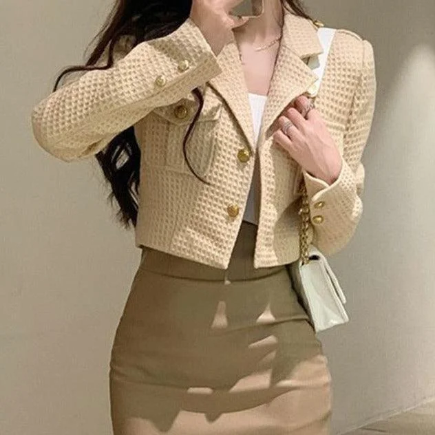 Cropped Tweed Jacket With Chest Pockets