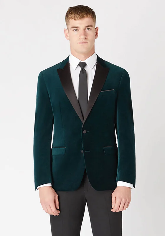 Remus Uomo Monti Velvet Blazer, Dark Green