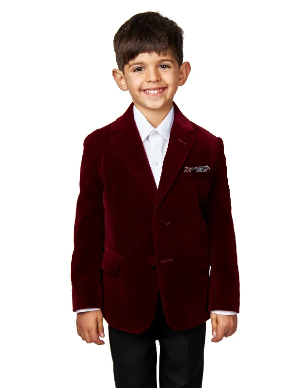 GARY - BOYS MAROON VELVET BLAZER