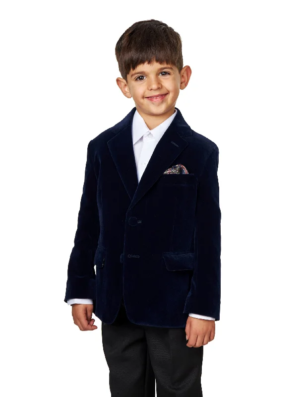 GARY - BOYS NAVY VELVET BLAZER