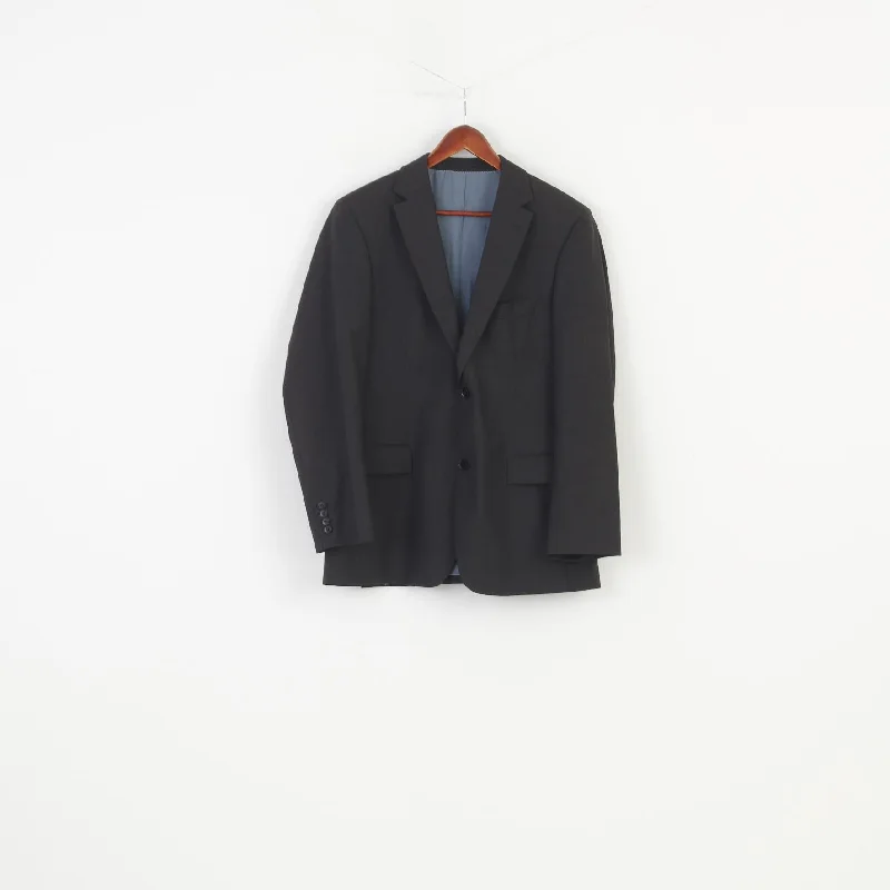 Hugo Boss Men 50 40 Blazer Charcoal Wool Single Breasted Vintage Jacket