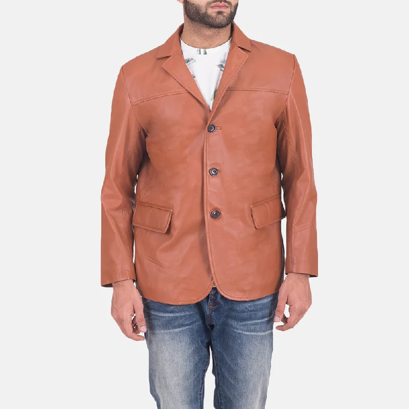 James Tan Brown Leather Blazer