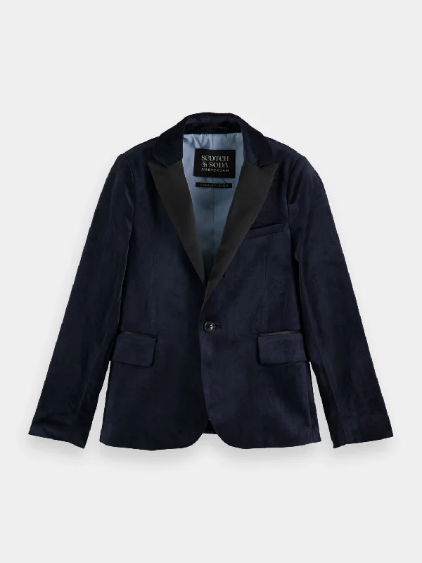 Kids - Satin-lapel velvet blazer