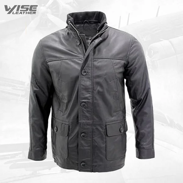 Men’s Classic Warm Black Leather Jacket