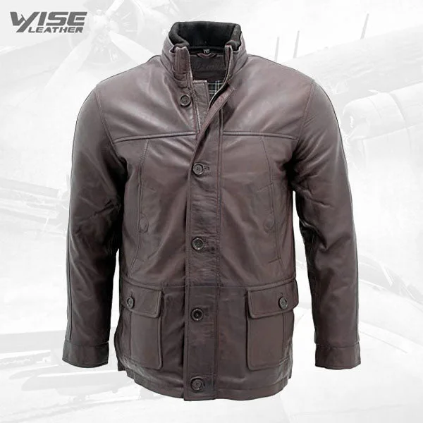 Men’s Classic Warm Brown Leather Jacket