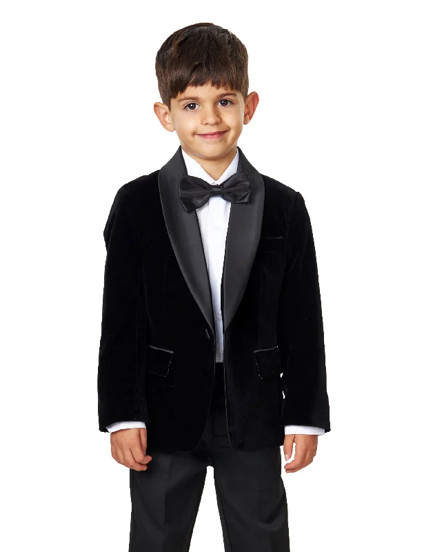 TUXEDO TIM - BOYS BLACK VELVET BLAZER