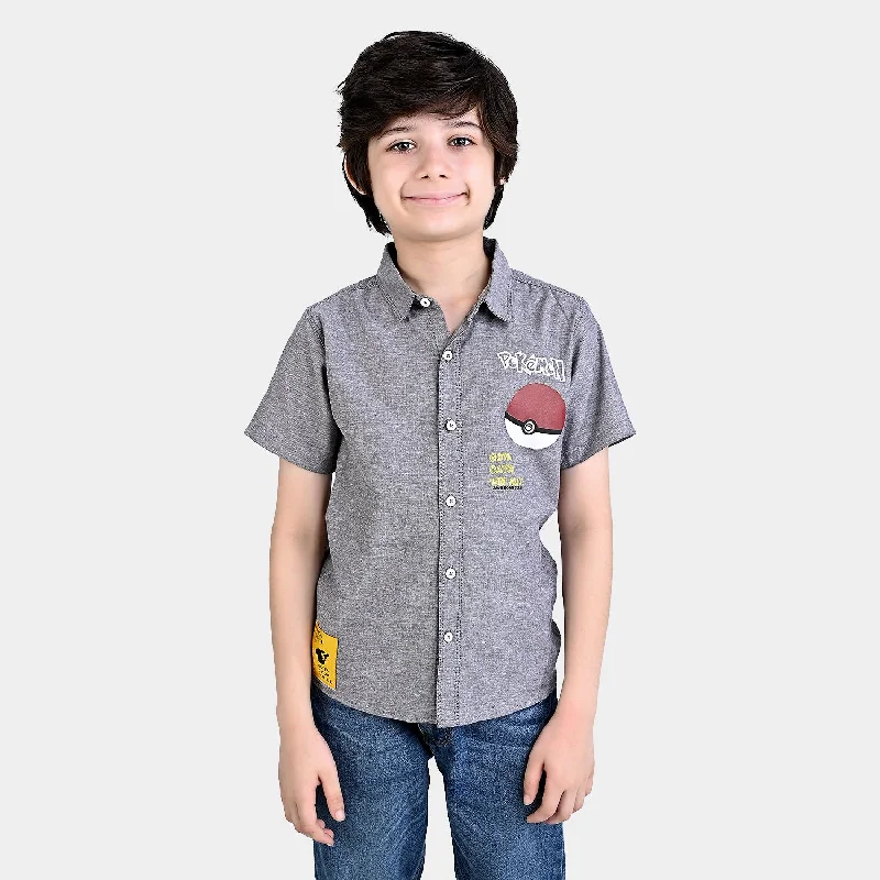 Boys Cotton Casual Shirt H/S -GREY