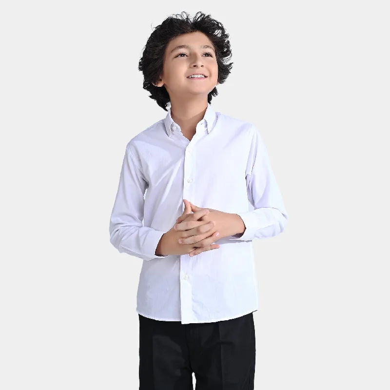 Boys Cotton Poplin Formal Shirt-White