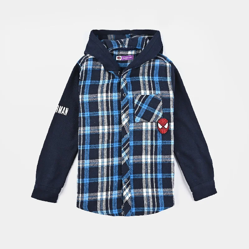 Boys Flannel Casual Shirt F/S -T.Blue