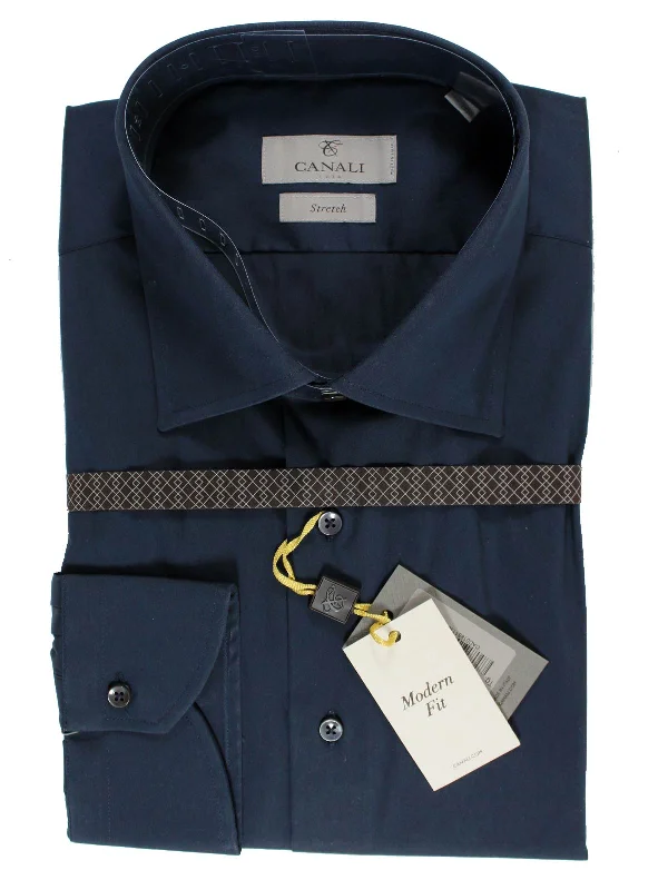 Canali Shirt Midnight Blue Stretch - Modern Fit 41 - 16 SALE